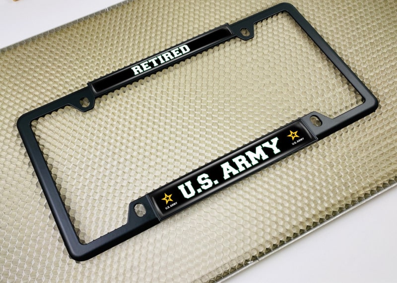 U.S. Army Retired with Star Logo - Car Metal License Plate Frame